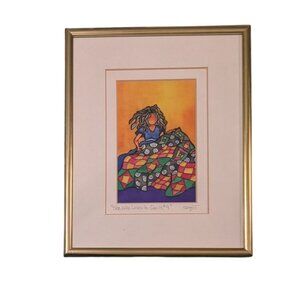 She Who Loves To Quilt #4 Framed Print by Suzy Toronto Gold Frame Colorful Art